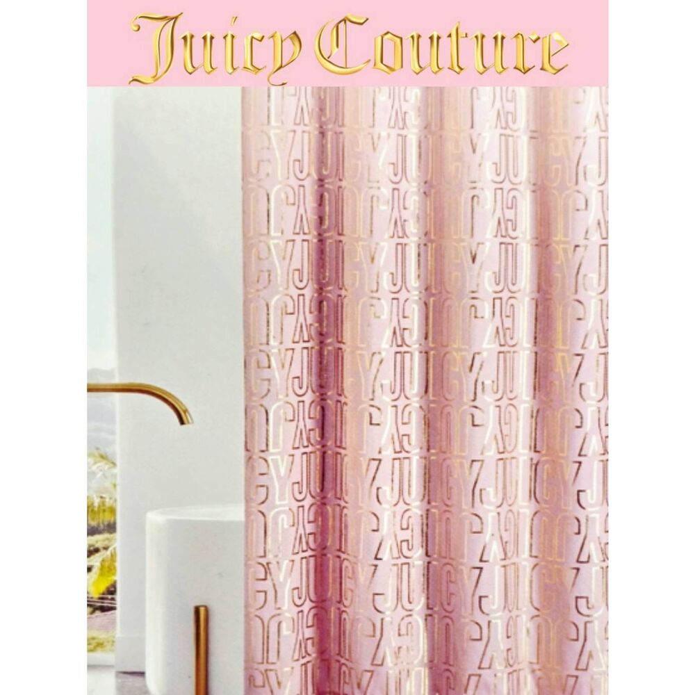 Juicy Couture Home Metallic Bold Logo  Shower Curtain w/Hooks